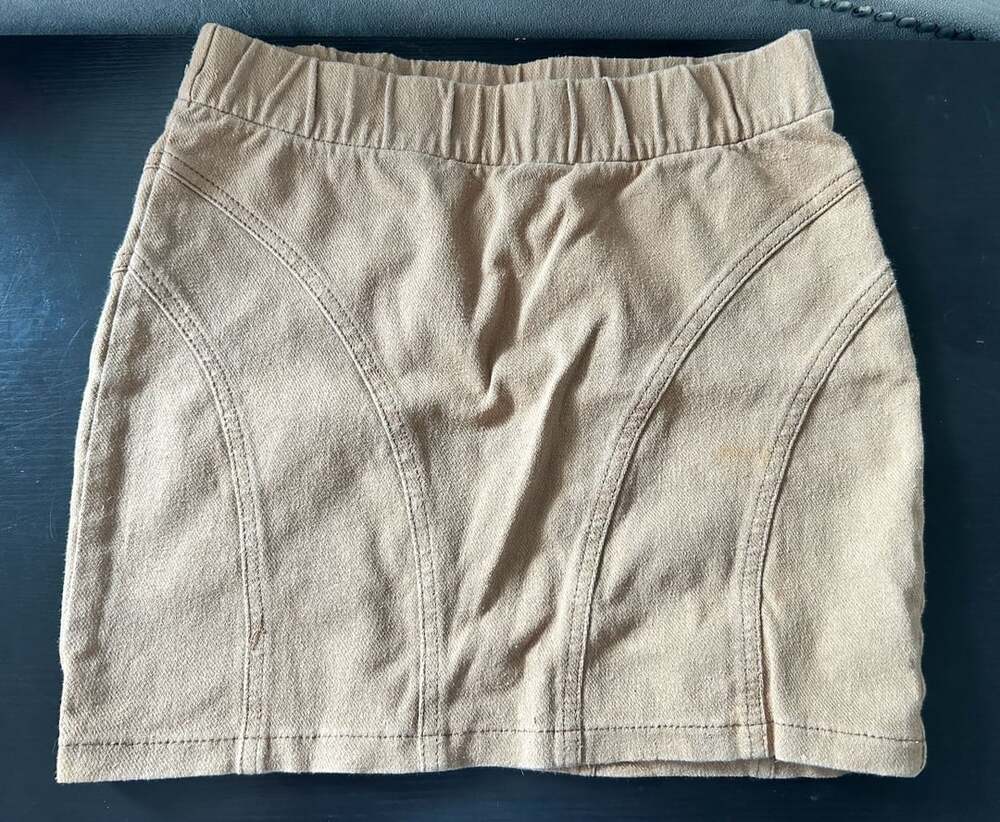H&M Tan Elastic Waistband Paneled Mini Skirt Size 4